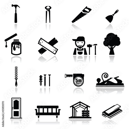 Icons set carpentry
