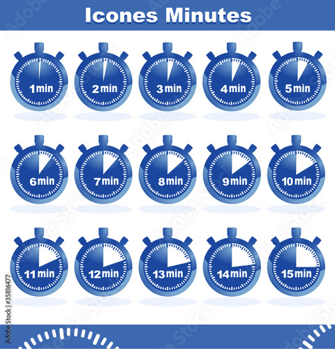 icônes minutes sur chronomètre bleu