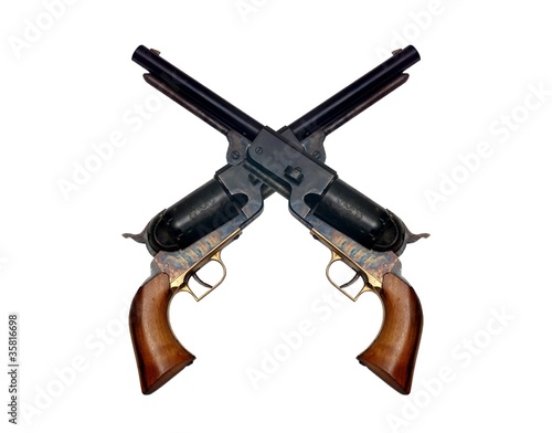two old metal colt revolver