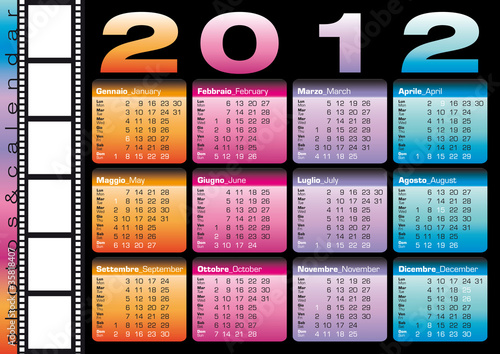 2012 calendario bilingue italiano e inglese con spazio per foto