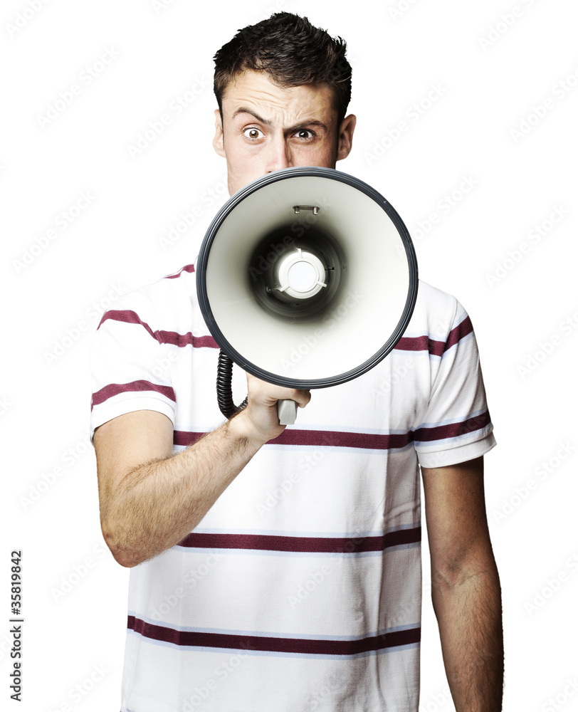 man with megaphone man with megaphone
