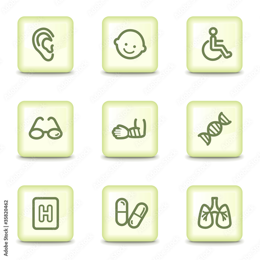 Medicine web icons set 2, salad green buttons Medicine web icons set 2, salad green buttons