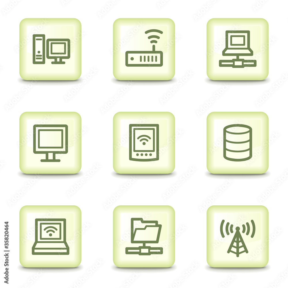 Network web icons, salad green buttons Network web icons, salad green buttons