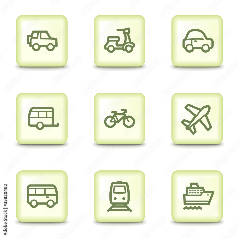 Transport web icons, salad green buttons Transport web icons, salad green buttons