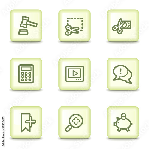 Shopping  web icons set 3, salad green buttons
