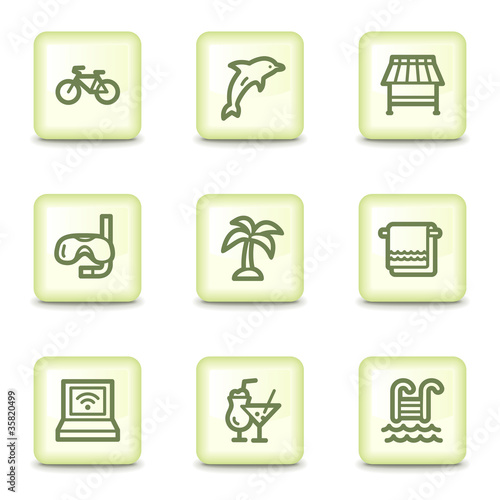 Vacation  web icons, salad green buttons