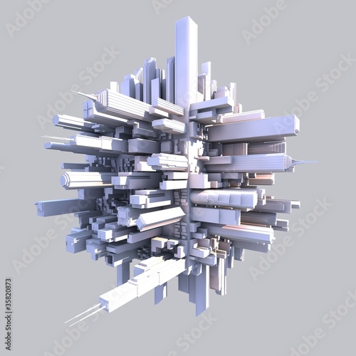 3d futurist city with buildings
