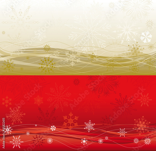 doppio sfondo largo di Natale in due colori, oro e rosso