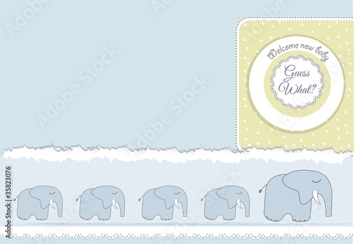 new baby announcement card with elephant