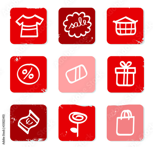 Retro Sale and shopping icons for eshop isolated on white.