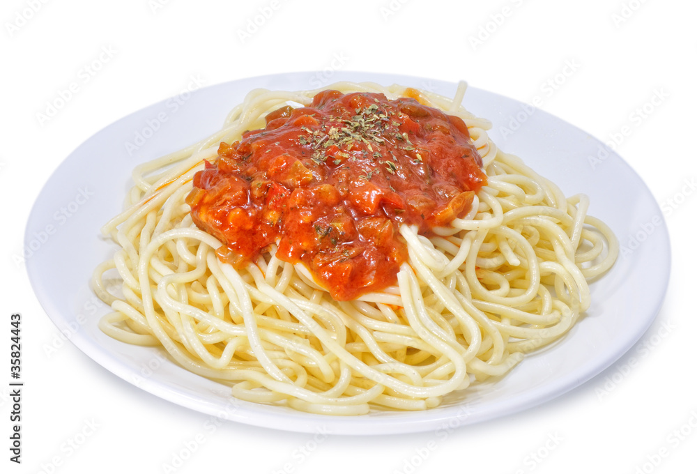 Plato de spaghetti a la boloñesa.