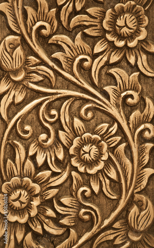 flower carved on wood