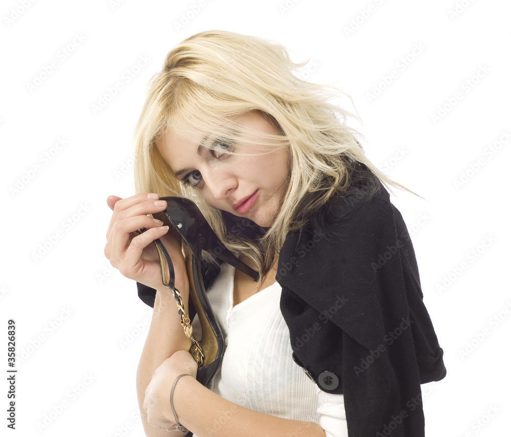 Girl woman shop shopper loving shoe Girl woman shop shopper loving shoe