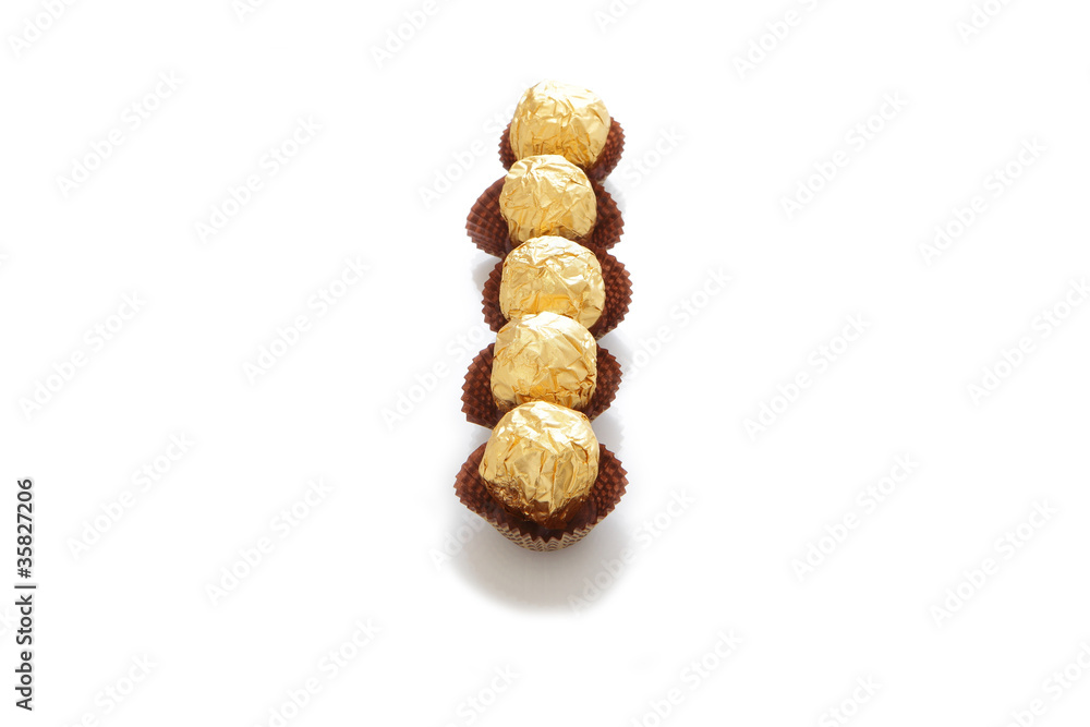 chocolate with I character shape chocolate with I character shape