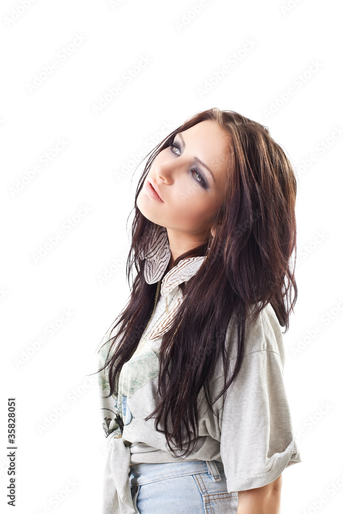 Grunge sad girl look at hope Grunge sad girl look at hope