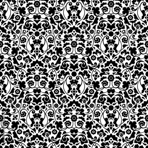Seamless Damask Pattern Black/White Wallpaper