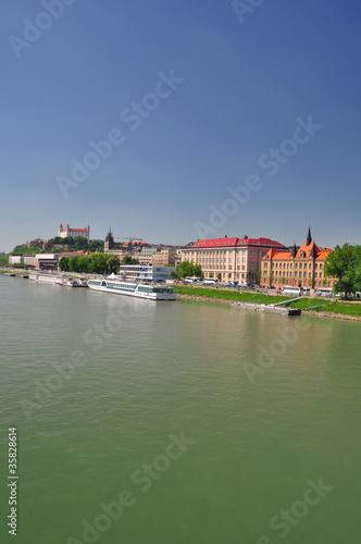 Bratislava castle with river Dunabe. Slovakia