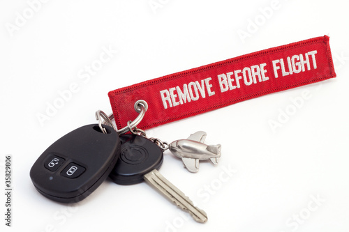 Aircraft key with red tag photo