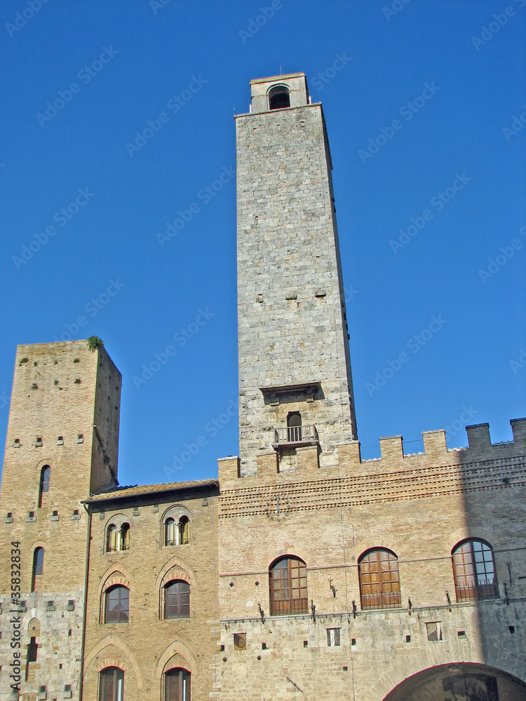 city of San Gimignano in Tuscany with tall tower