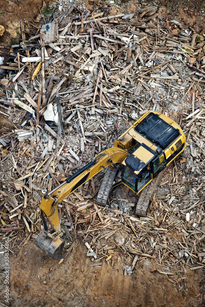 Excavator or ruined building