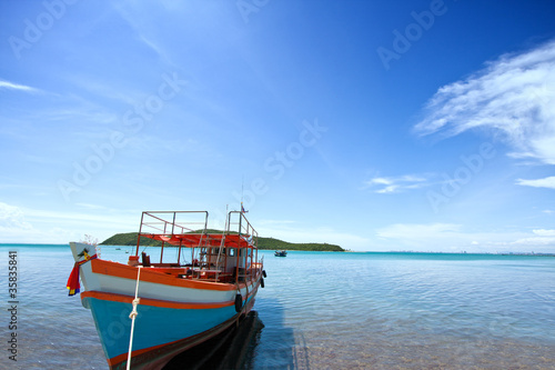Fishing boat with blue sky
