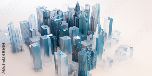 città grattacieli illustrazione rendering 3d photo