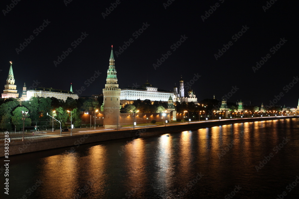kremlin palace panoramic view from the riverside