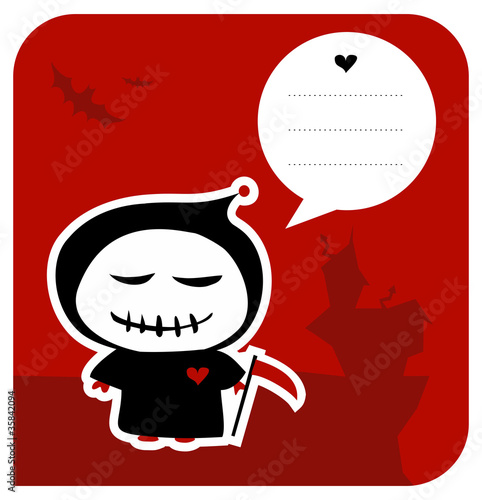 Funny grim reaper halloween greeting card