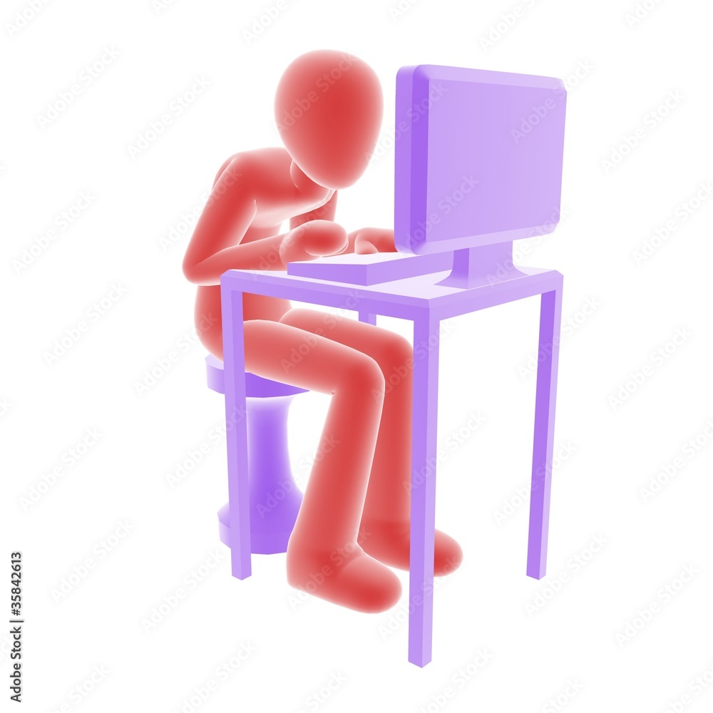 Fototapeta premium red person desk work