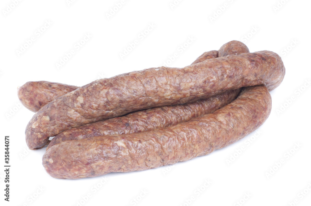 Sausage isolated on white background Meat product. Sausage isolated on white background Meat product.