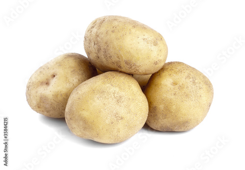 potatoes isolated on white background close up