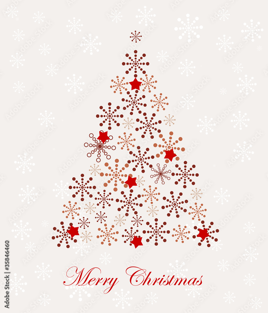 Retro New Year tree made with snow