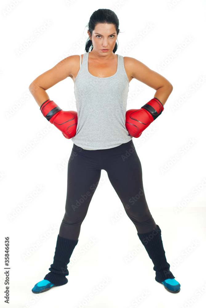 Serious boxer woman Serious boxer woman