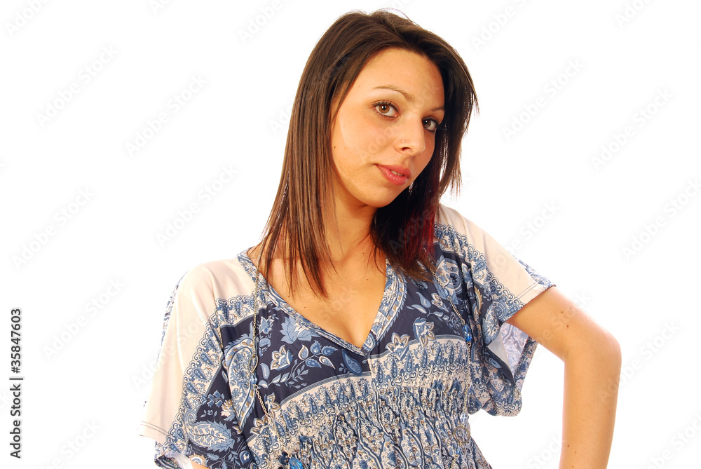 Sexy beautiful brunette in a light summer dress Sexy beautiful brunette in a light summer dress