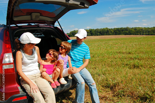 Family vacation. Parents with children in car trip © Iuliia Sokolovska