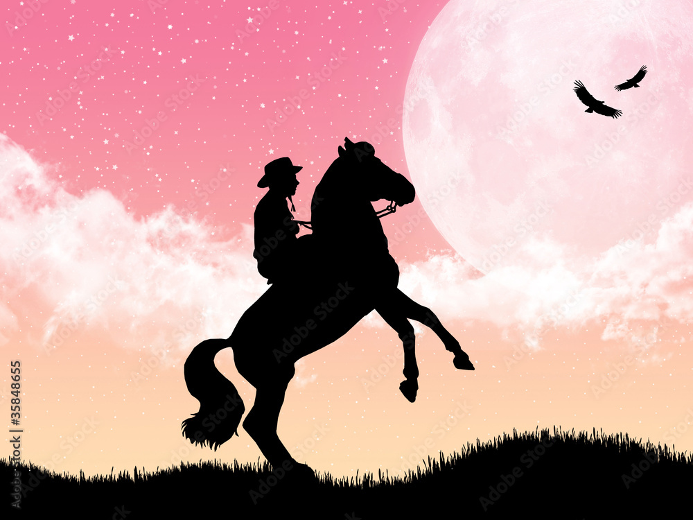 Ilustração - cowboy treinando o seu cavalo Ilustração - cowboy treinando o seu cavalo