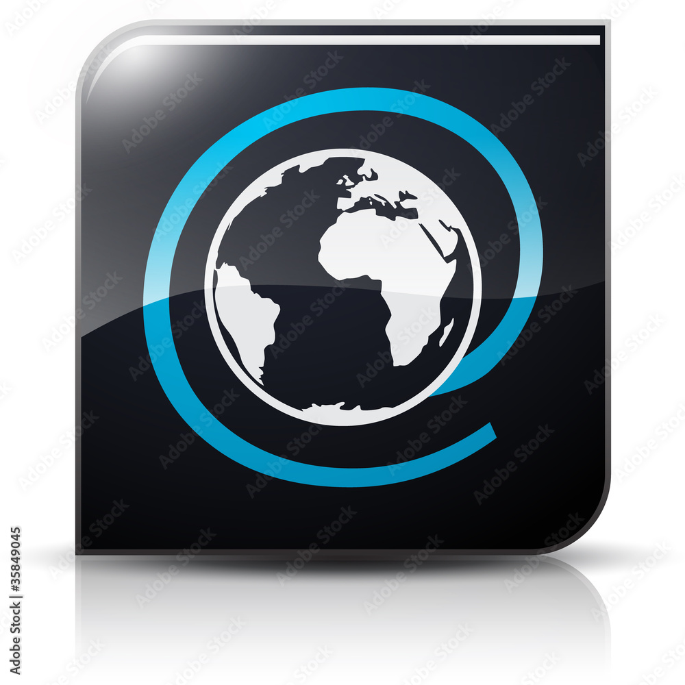 Symbole glossy vectoriel planète Terre arobase Symbole glossy vectoriel planète Terre arobase