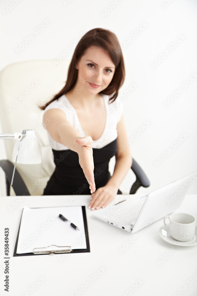 Obraz premium businesswoman greeting