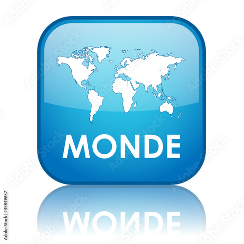 Bouton Web "MONDE" (global international planète terre business)