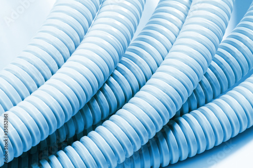 blue plastic curvilinear hoses