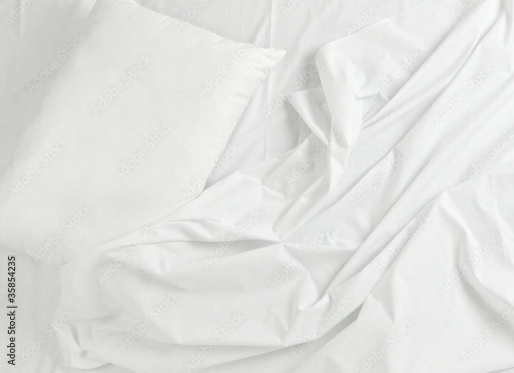 Obraz premium bedding sheets and pillow sleep bed
