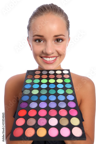 Beautiful woman with eyeshadow colour 60 palette
