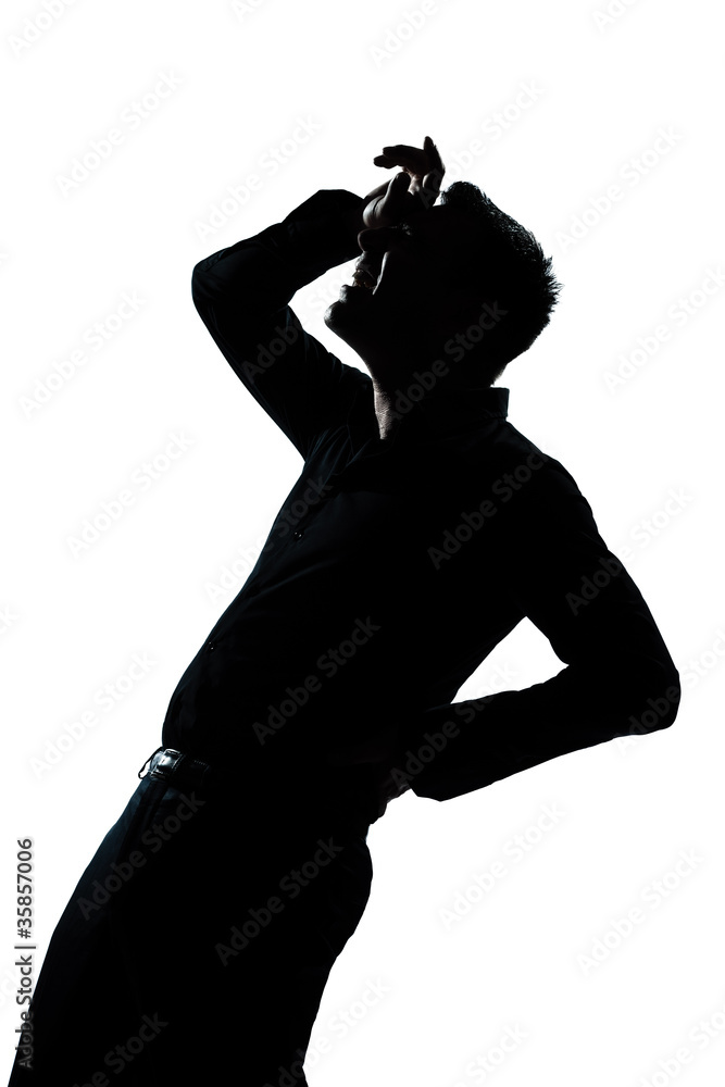 silhouette man portrait pain backache
