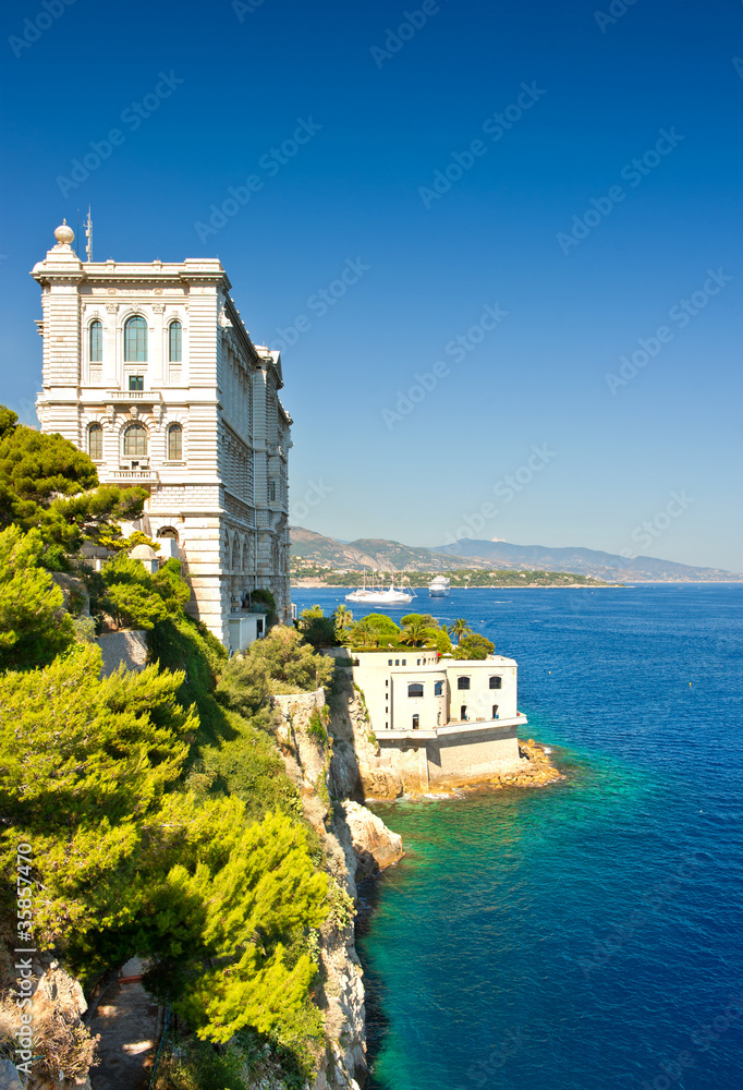 View from Monaco bay with Oceanographic Museum