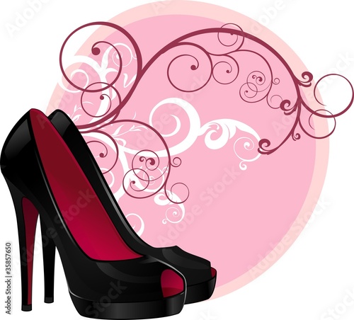 Fashion shoe floral background