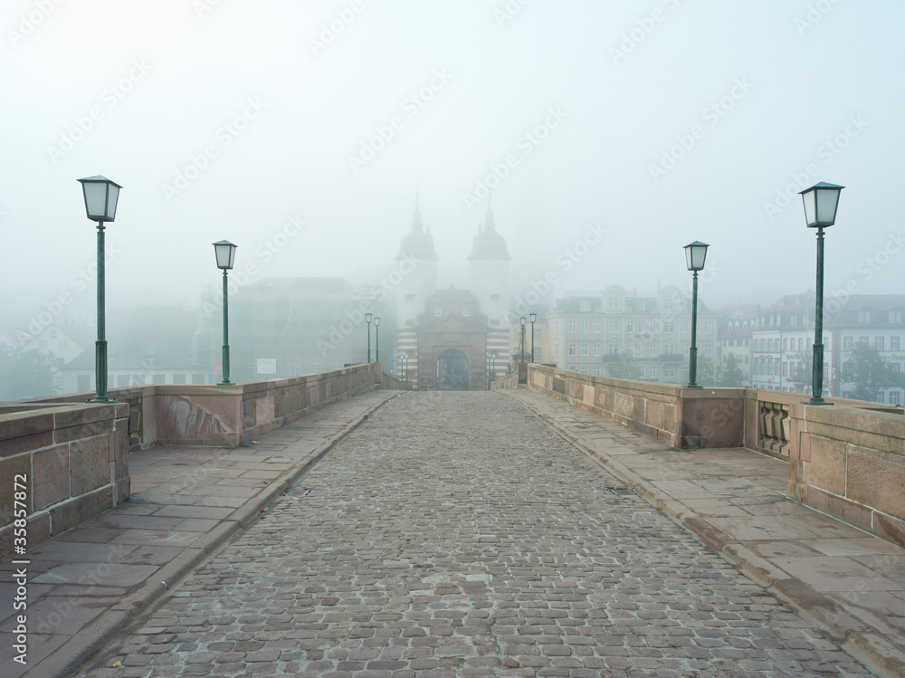Fototapeta premium Brücke im Nebel