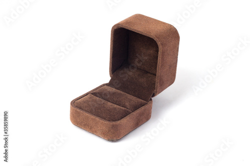 Empty brown velvet single ring case