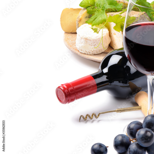Red wine with French cheese selection #35862833