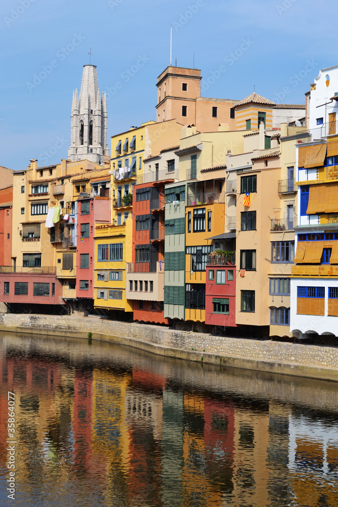 Colorful houses in Girona, Spain