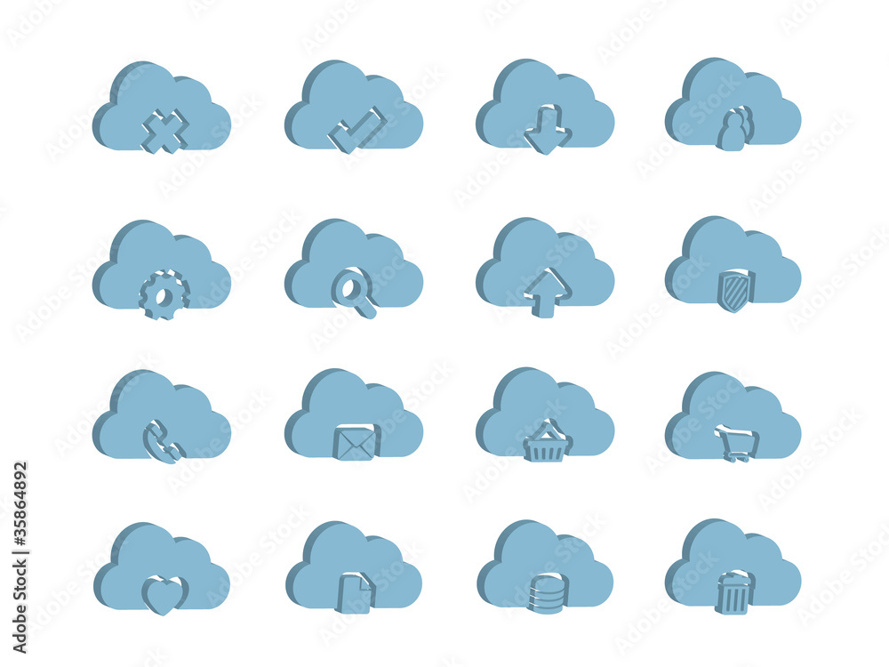 3d Icons for Cloud Computing